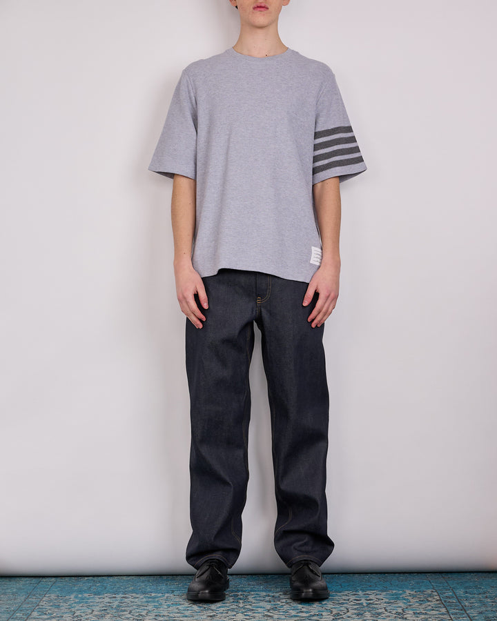 Thom Browne Textured Pique Engineered 4-Bar T-Shirt Pale Grey