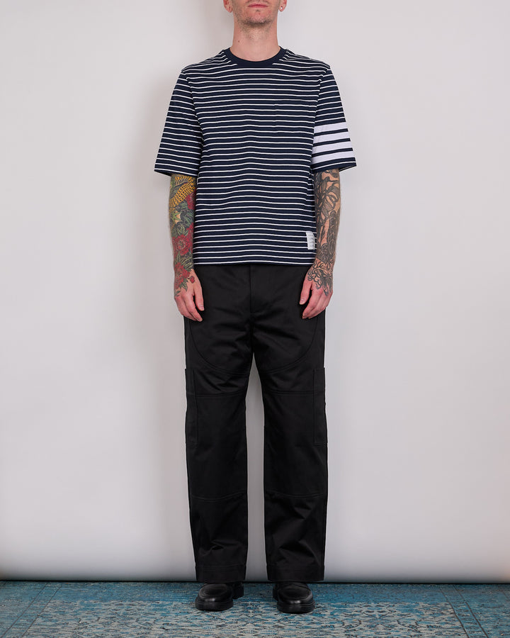 Thom Browne Wide Leg Cotton Twill Painter Pant Black