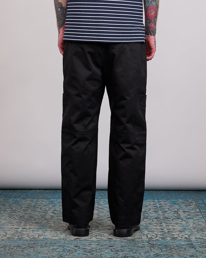 Thom Browne Wide Leg Cotton Twill Painter Pant Black