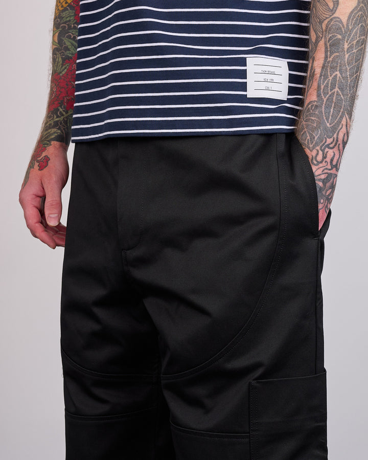 Thom Browne Wide Leg Cotton Twill Painter Pant Black