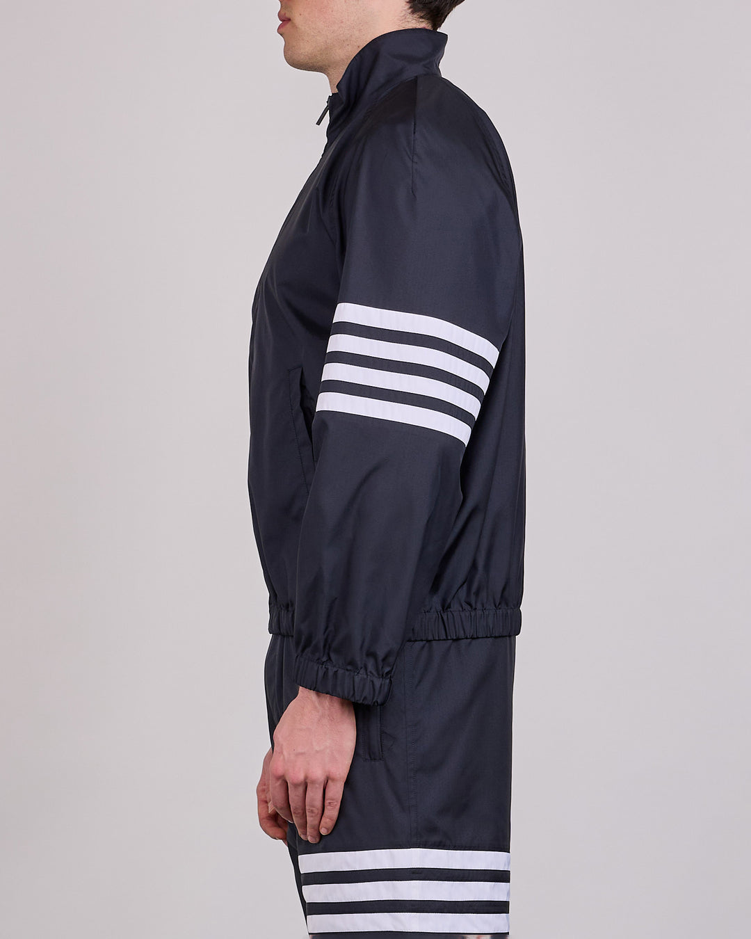 Thom Browne Zip Front Raglan 4 Bar Ripstop Track Jacket Navy