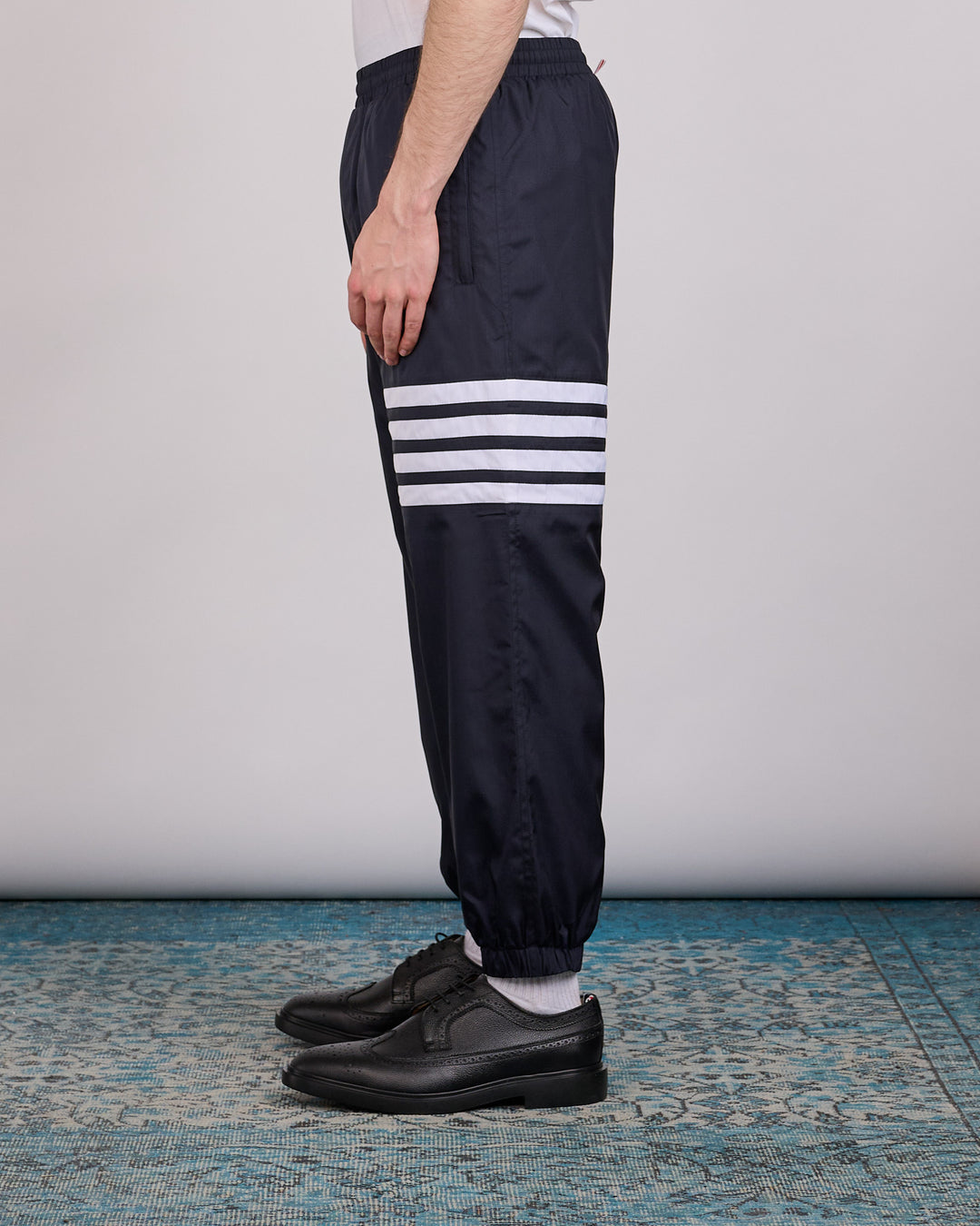 Thom Browne Zip Front Raglan 4 Bar Ripstop Track Pant Navy