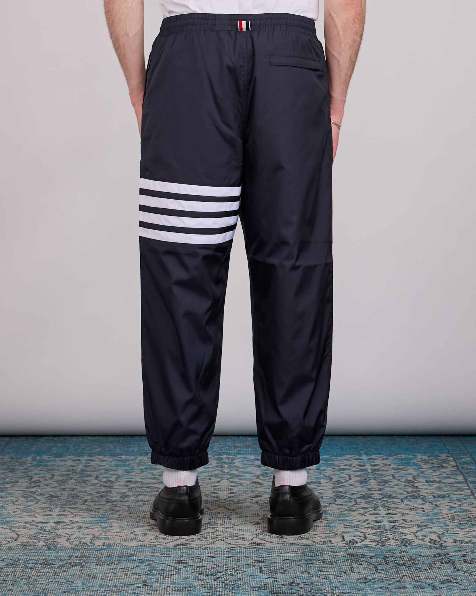 Thom Browne Zip Front Raglan 4 Bar Ripstop Track Pant Navy – LESS 17