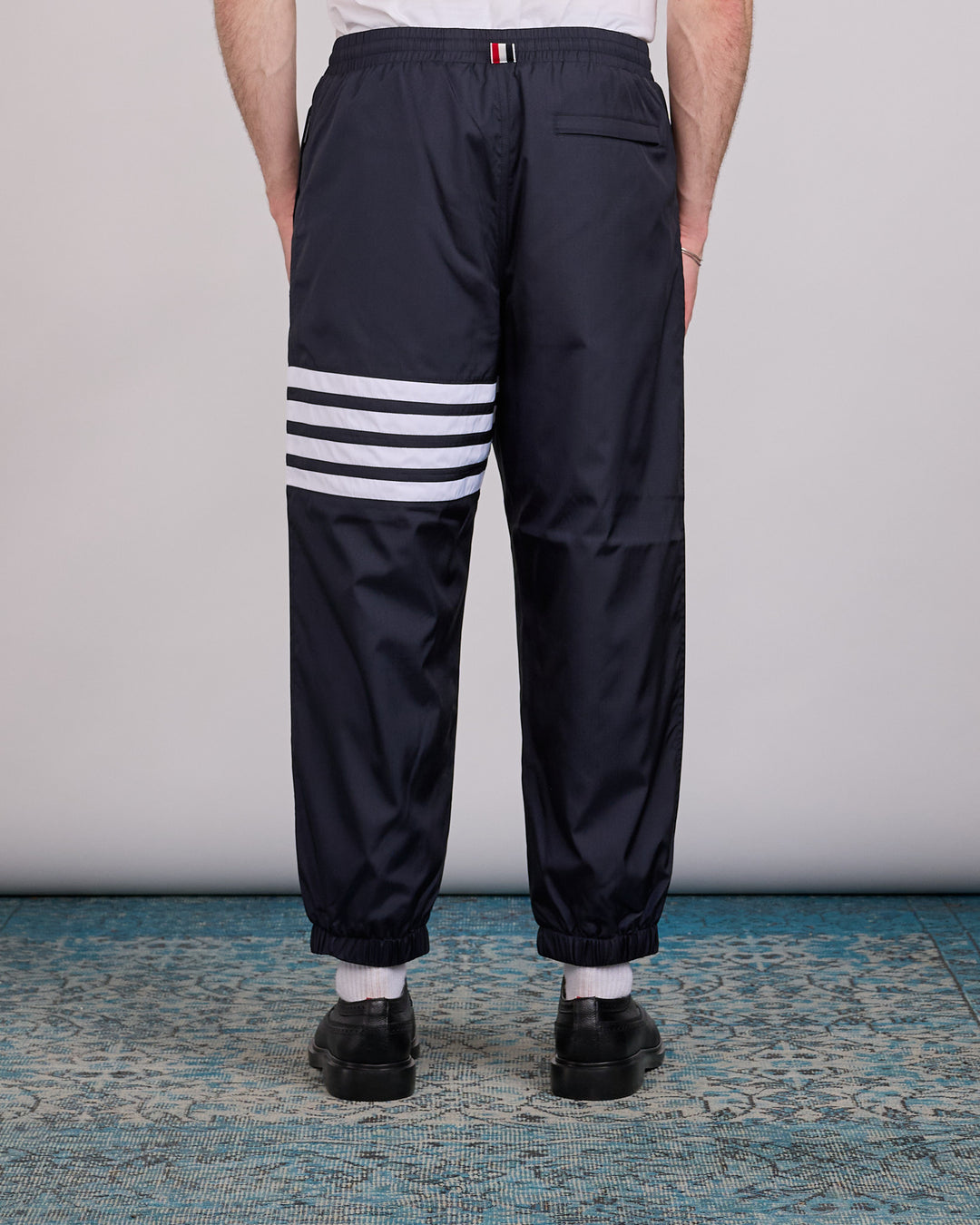 Thom Browne Zip Front Raglan 4 Bar Ripstop Track Pant Navy
