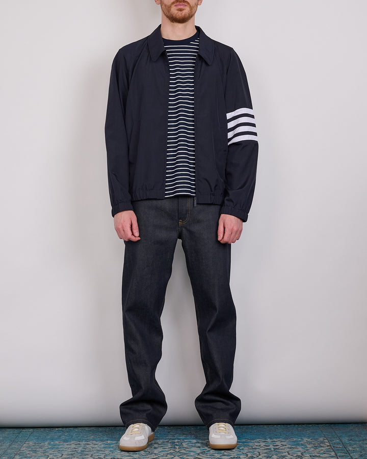 Thom Browne Zip Raglan Coach Jacket Shiny Ripstop Navy