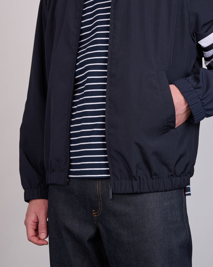 Thom Browne Zip Raglan Coach Jacket Shiny Ripstop Navy