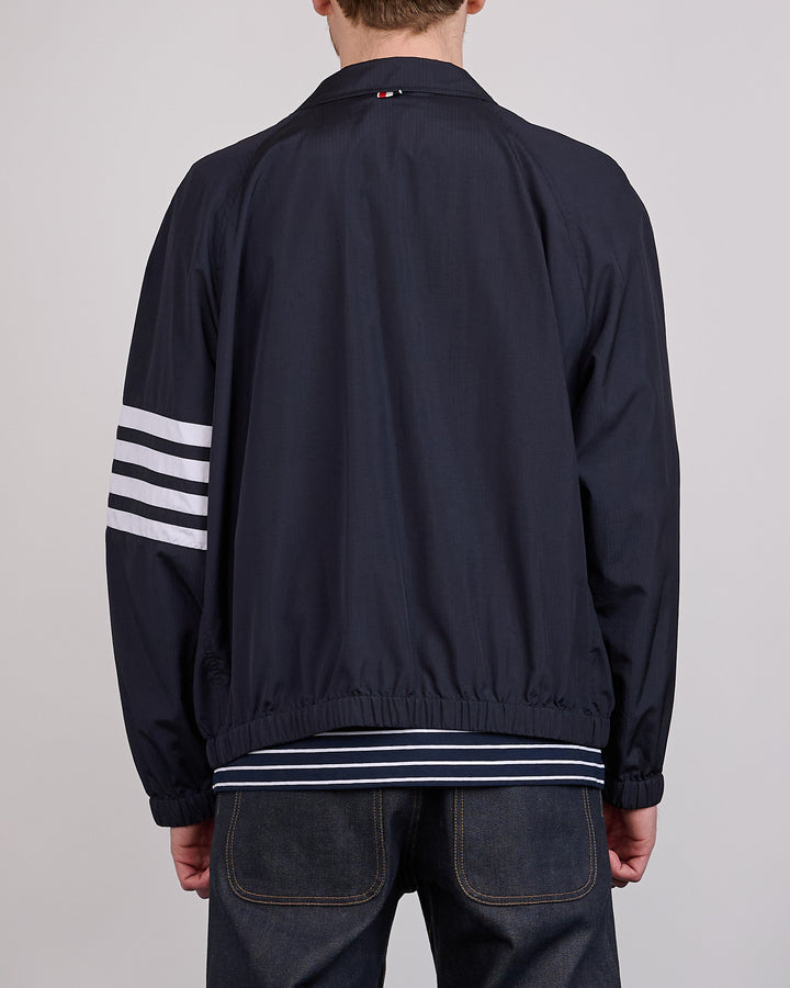 Thom Browne Zip Raglan Coach Jacket Shiny Ripstop Navy