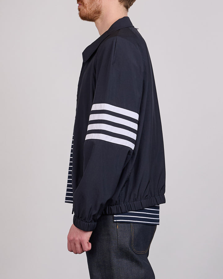 Thom Browne Zip Raglan Coach Jacket Shiny Ripstop Navy