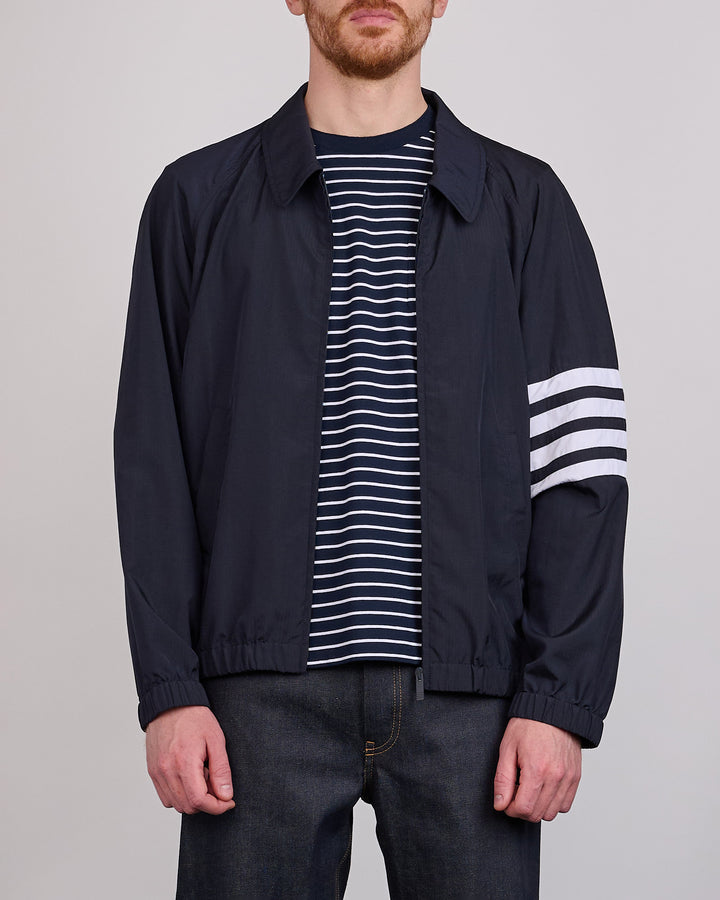 Thom Browne Zip Raglan Coach Jacket Shiny Ripstop Navy