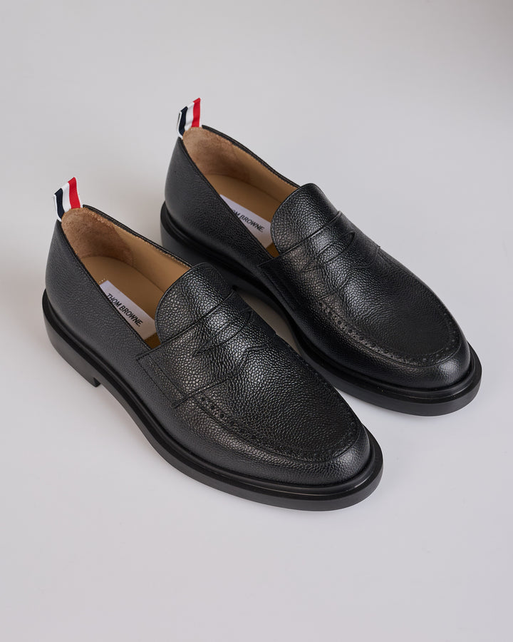 Thom Browne Classic Penny Loafer Pebble Grain/Rubber Sole Black