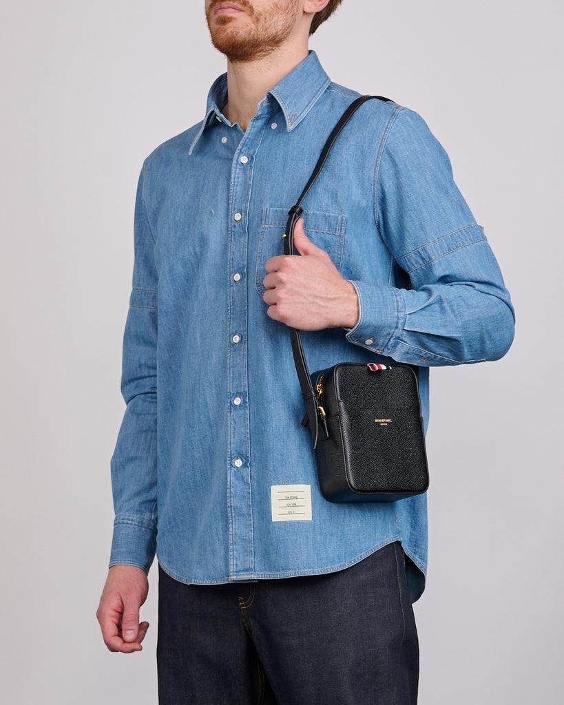 Thom Browne Vertical Camera Bag Pebble Grain Leather Black – LESS 17
