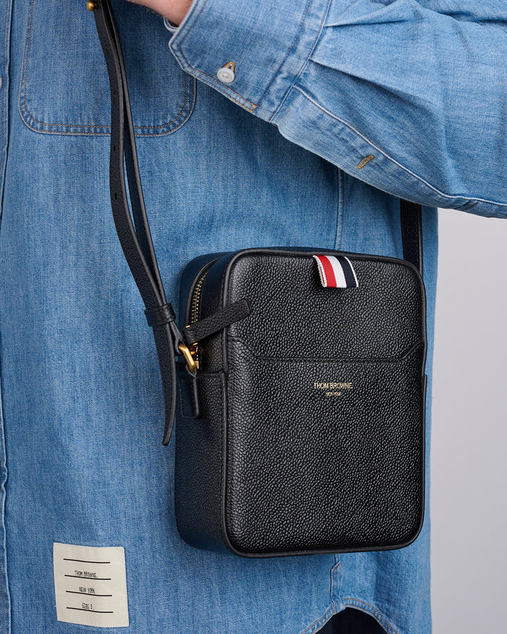 Thome Browne Vertical Camera Bag Pebble Grain Leather Black