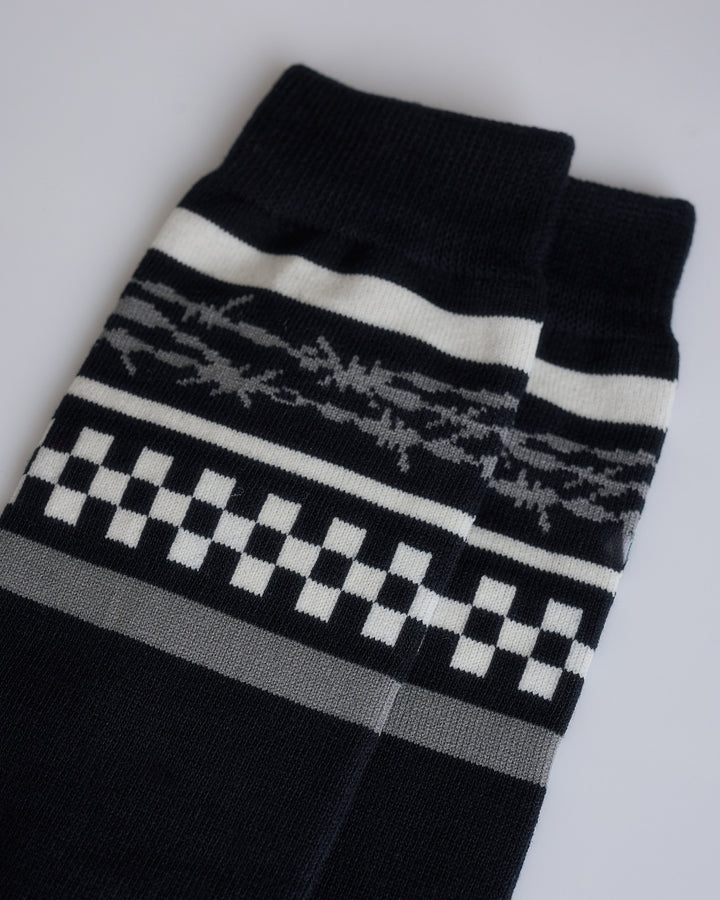 UNDERCOVER Barbed Check Sock Black