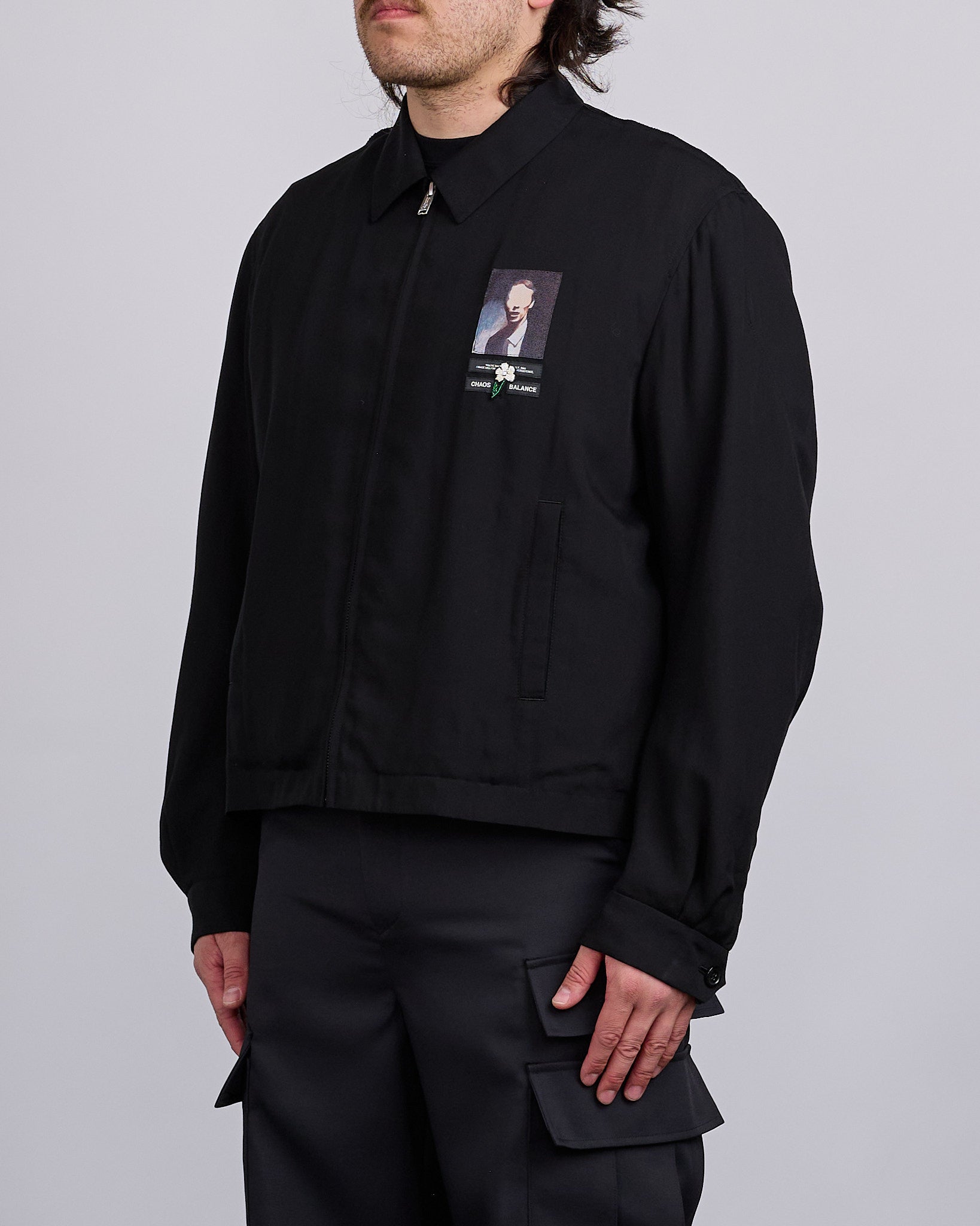 UNDERCOVER 黒 ジャケット 16-17aw chaos balance UNDERCOVER Chest Patch Crop Rayon Jacket Black – LESS 17