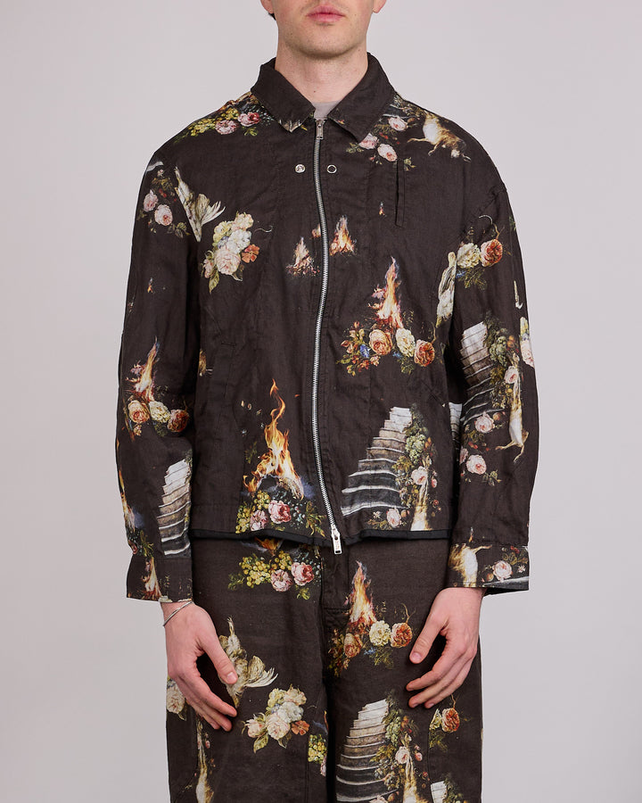UNDERCOVER Emma Bennett Print Linen Jacket Black