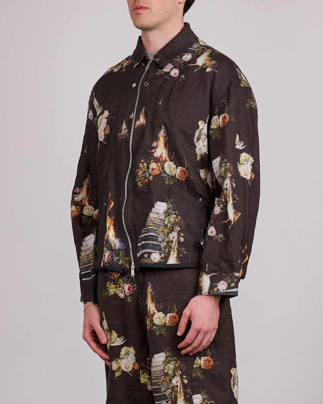 UNDERCOVER Emma Bennett Print Linen Jacket Black