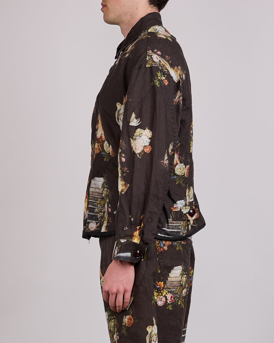UNDERCOVER Emma Bennett Print Linen Jacket Black