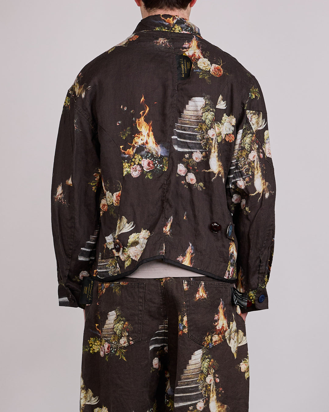 UNDERCOVER Emma Bennett Print Linen Jacket Black