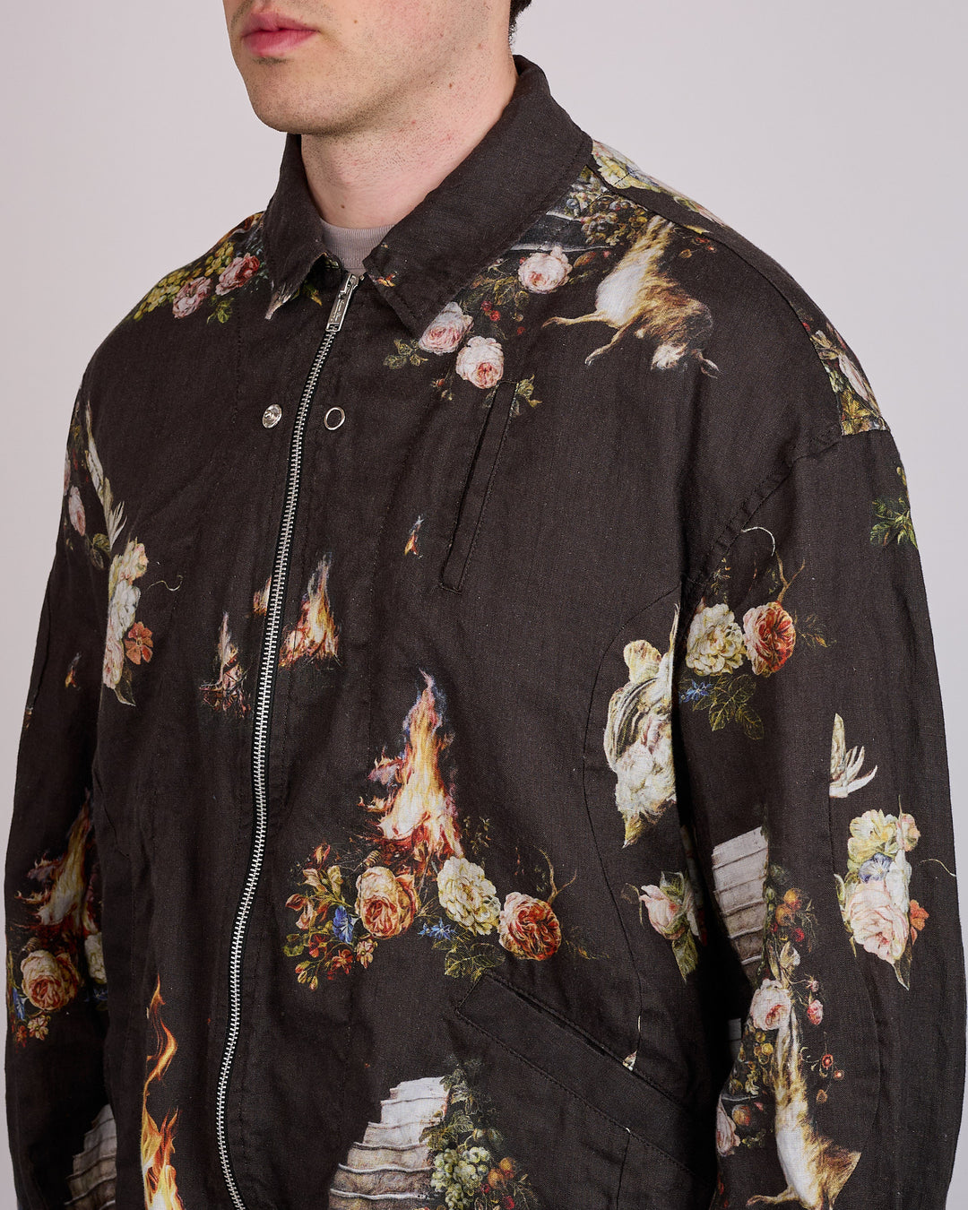 UNDERCOVER Emma Bennett Print Linen Jacket Black