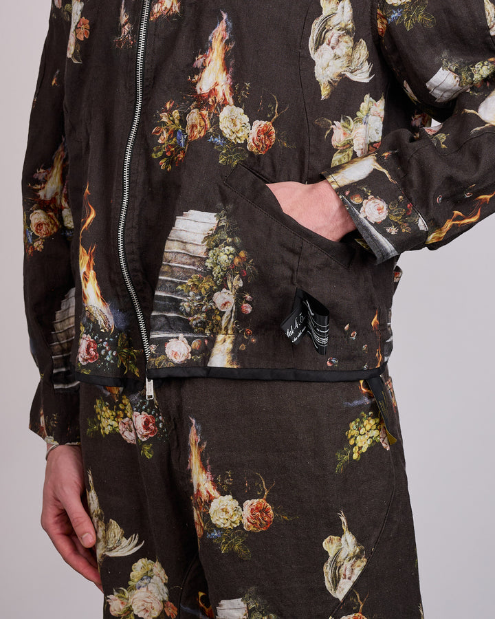 UNDERCOVER Emma Bennett Print Linen Jacket Black