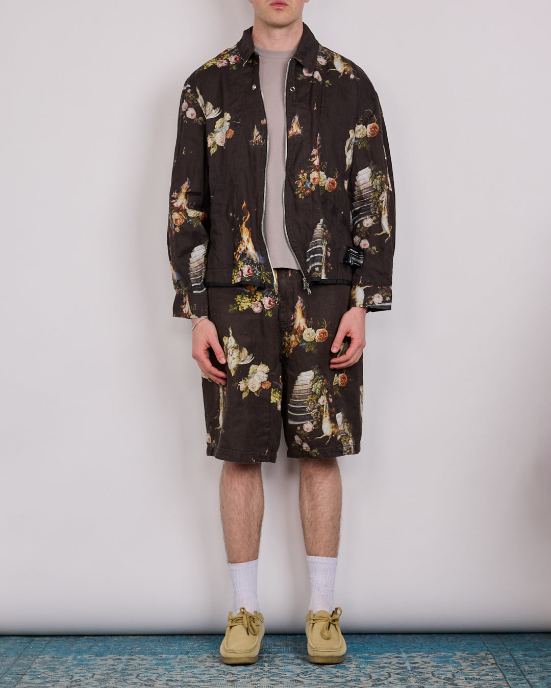 UNDERCOVER Emma Bennett Print Linen Short Black