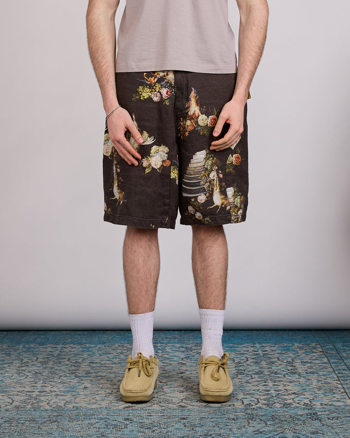 UNDERCOVER Emma Bennett Print Linen Short Black