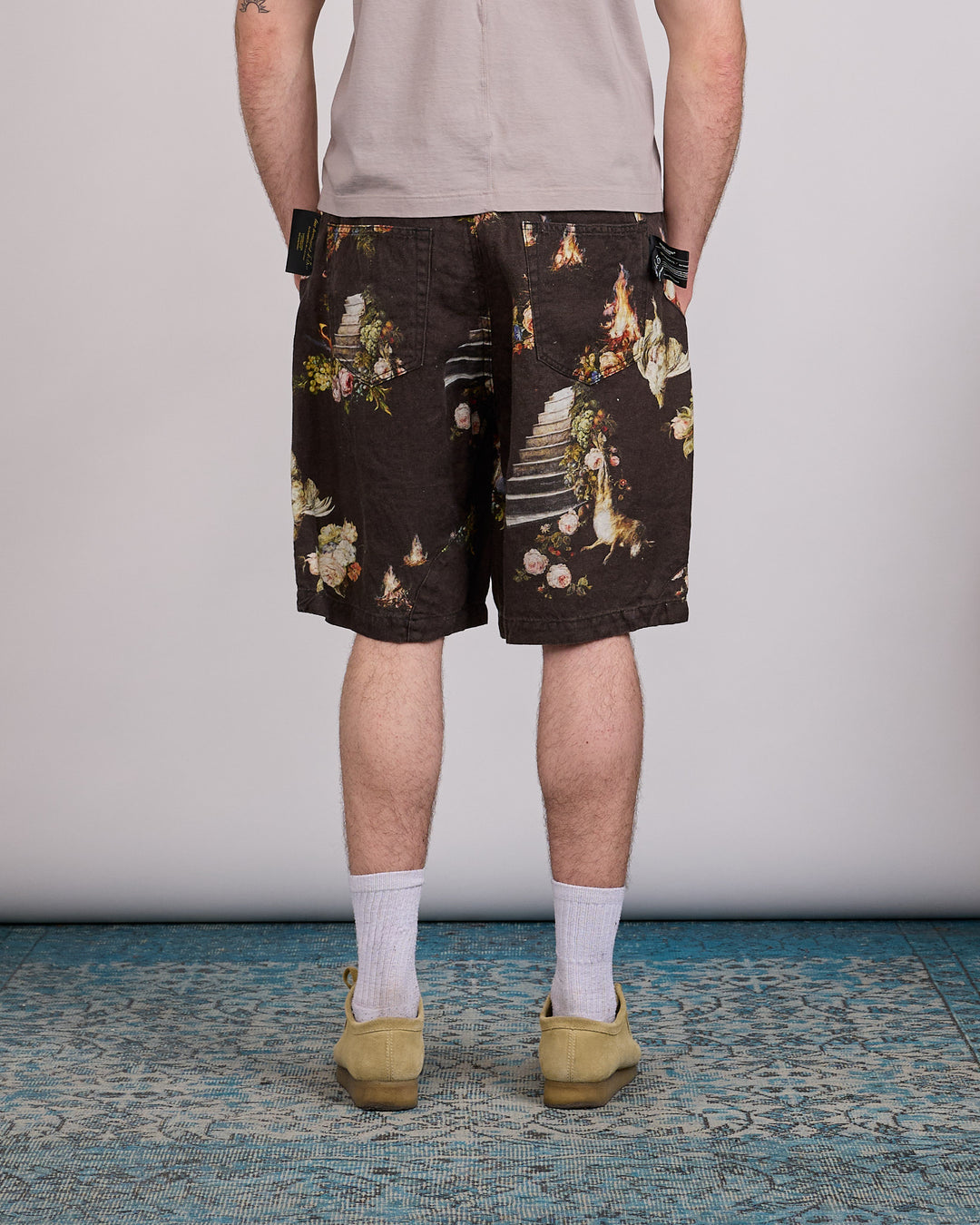 UNDERCOVER Emma Bennett Print Linen Short Black