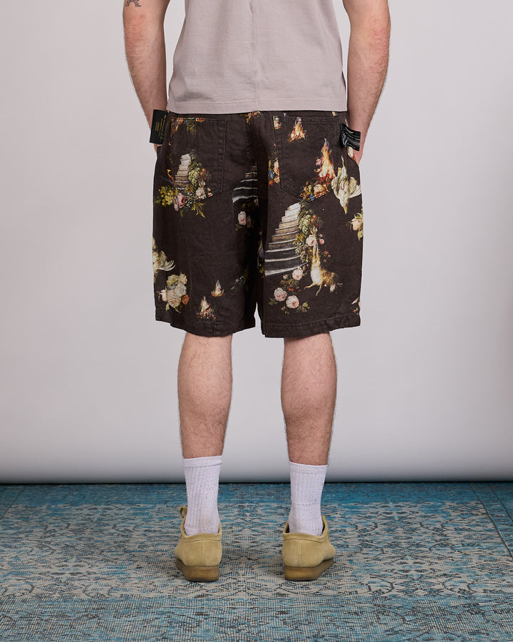 UNDERCOVER Emma Bennett Print Linen Short Black