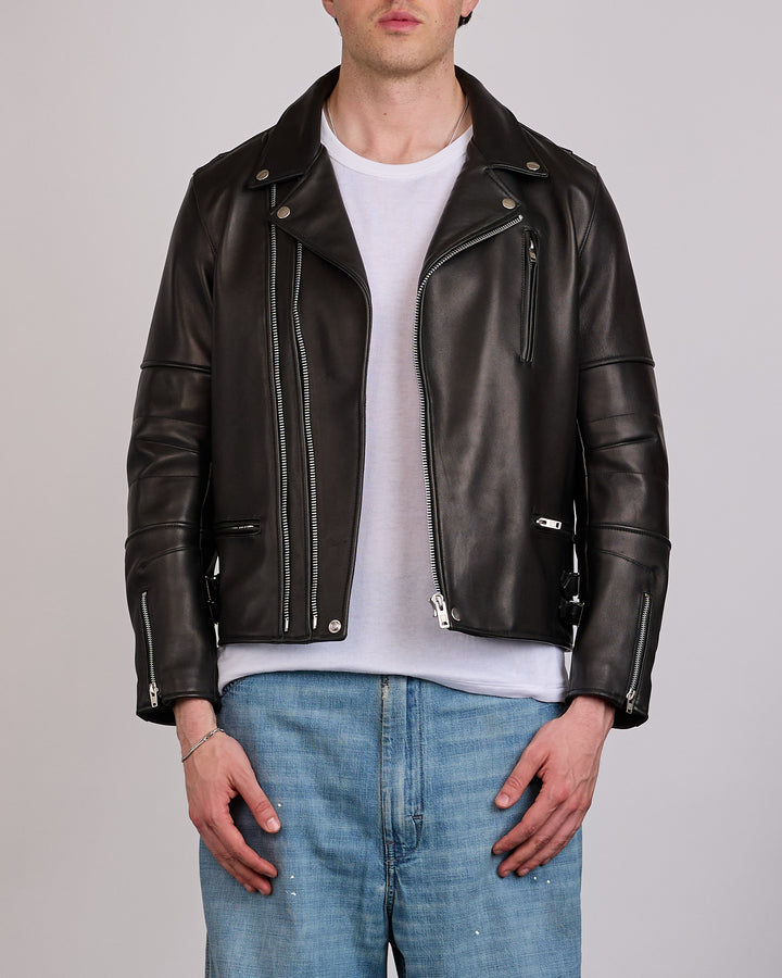 UNDERCOVER Sheepskin Leather Rider Jacket Black