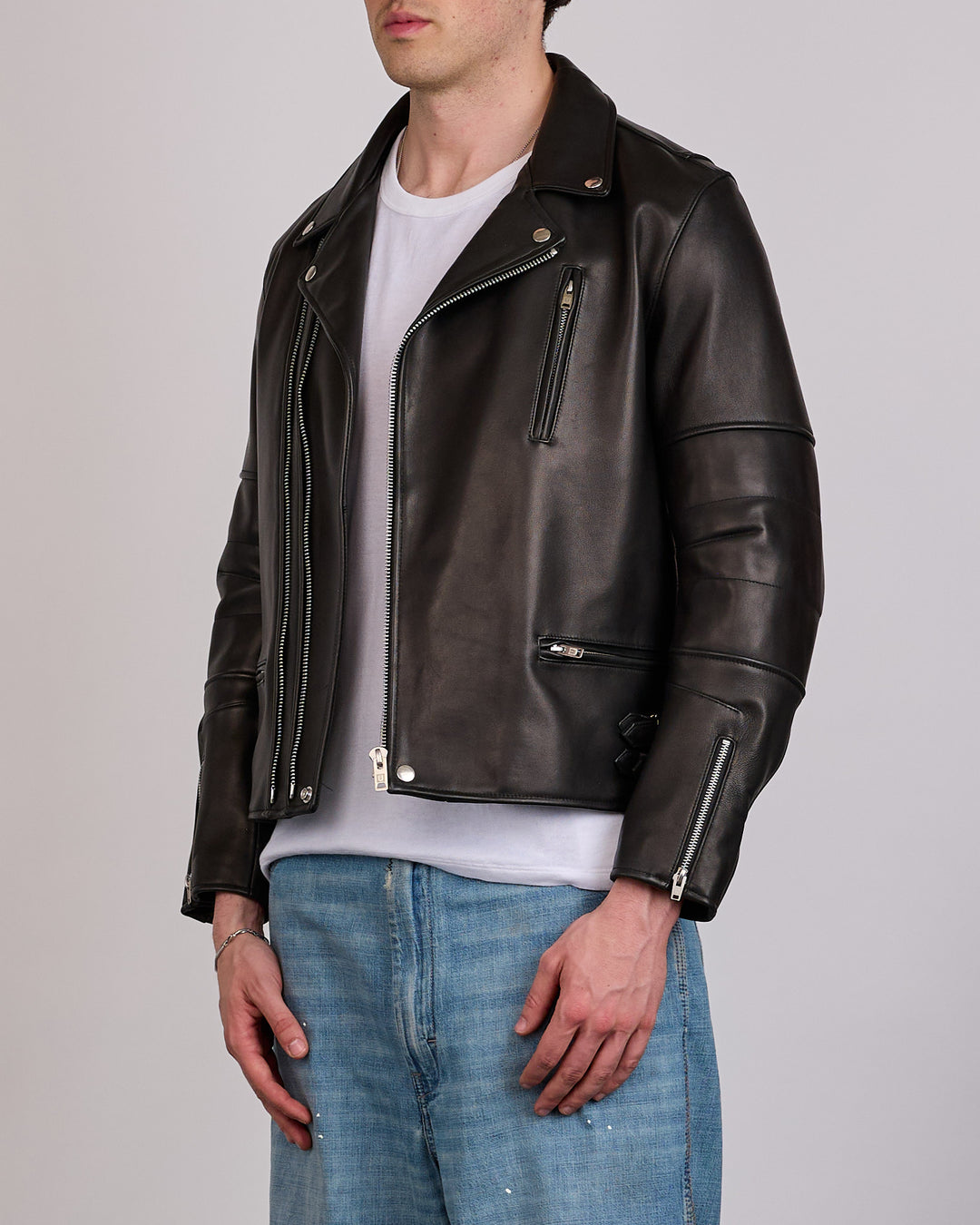 UNDERCOVER Sheepskin Leather Rider Jacket Black