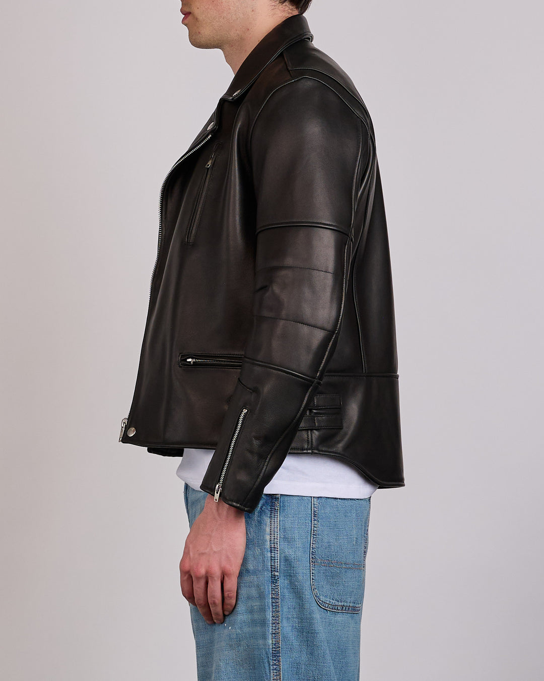 UNDERCOVER Sheepskin Leather Rider Jacket Black