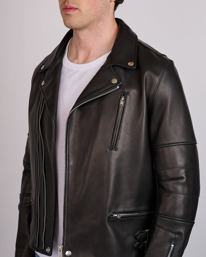 UNDERCOVER Sheepskin Leather Rider Jacket Black