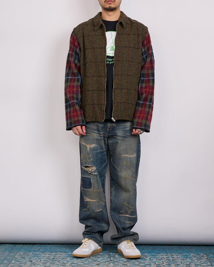 UNDERCOVER Wool Plaid Zip Jacket Khaki