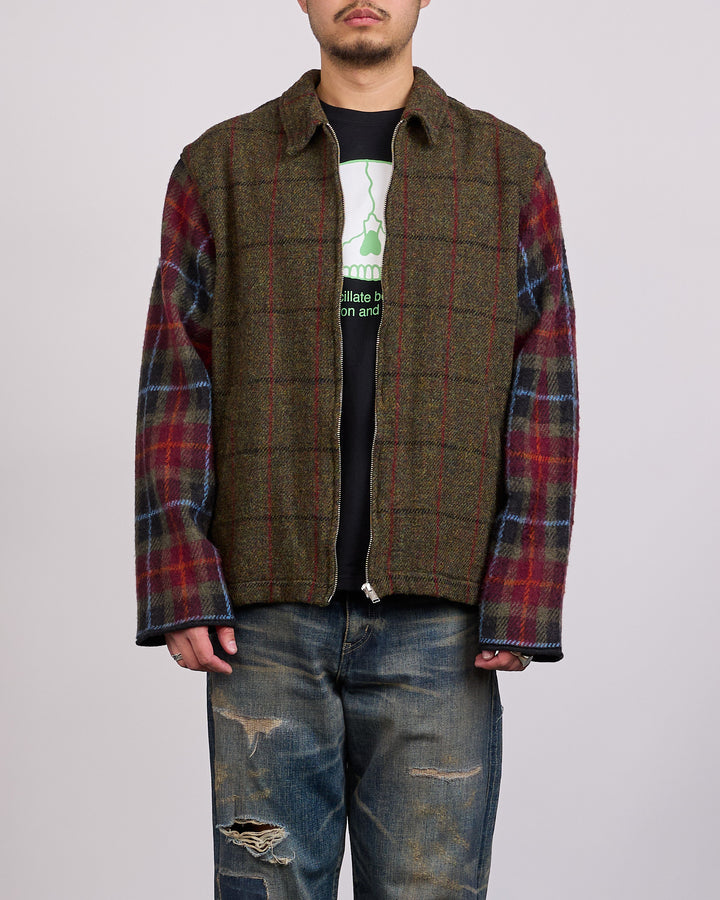 UNDERCOVER Wool Plaid Zip Jacket Khaki