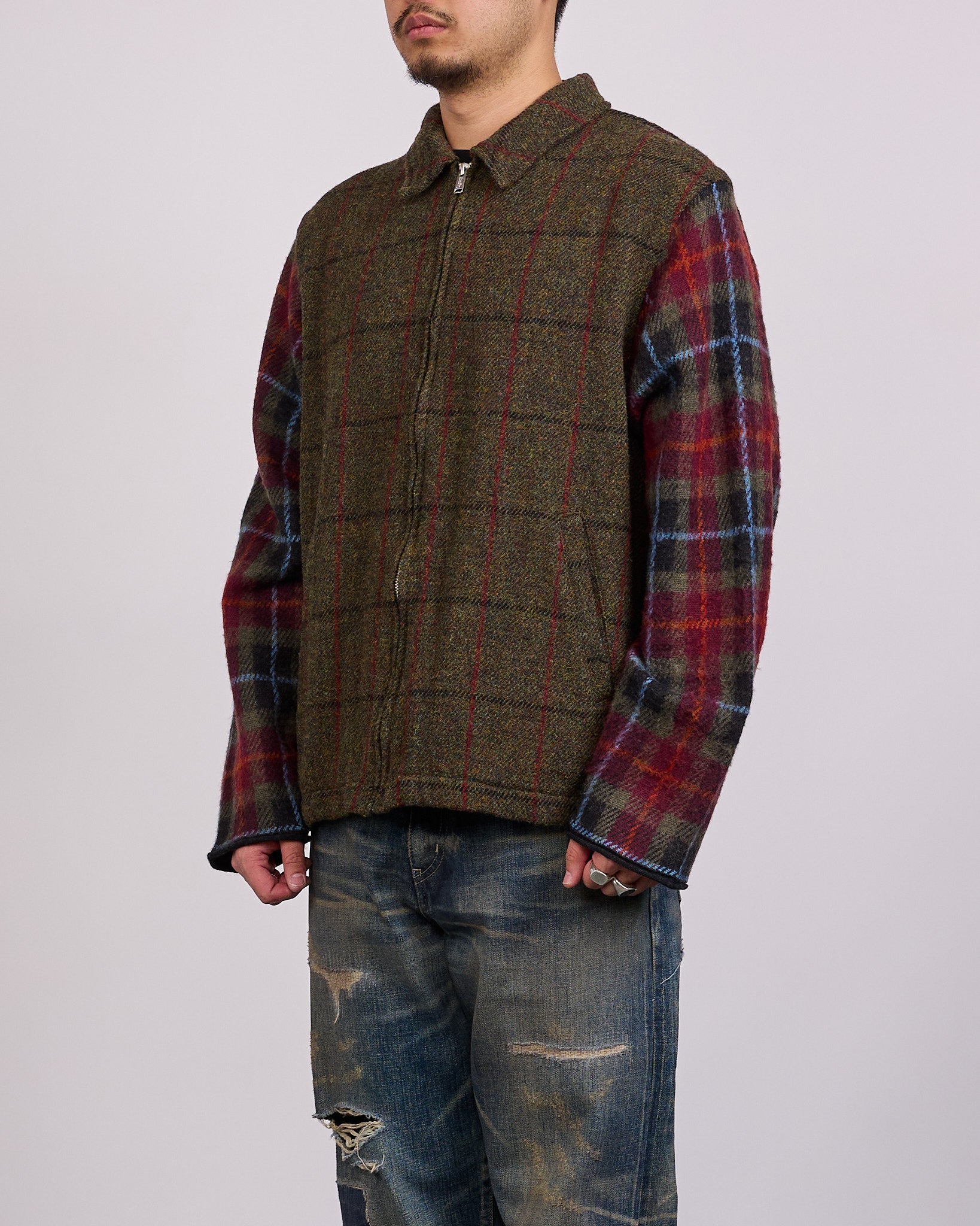 UNDERCOVER Wool Plaid Zip Jacket Khaki – LESS 17