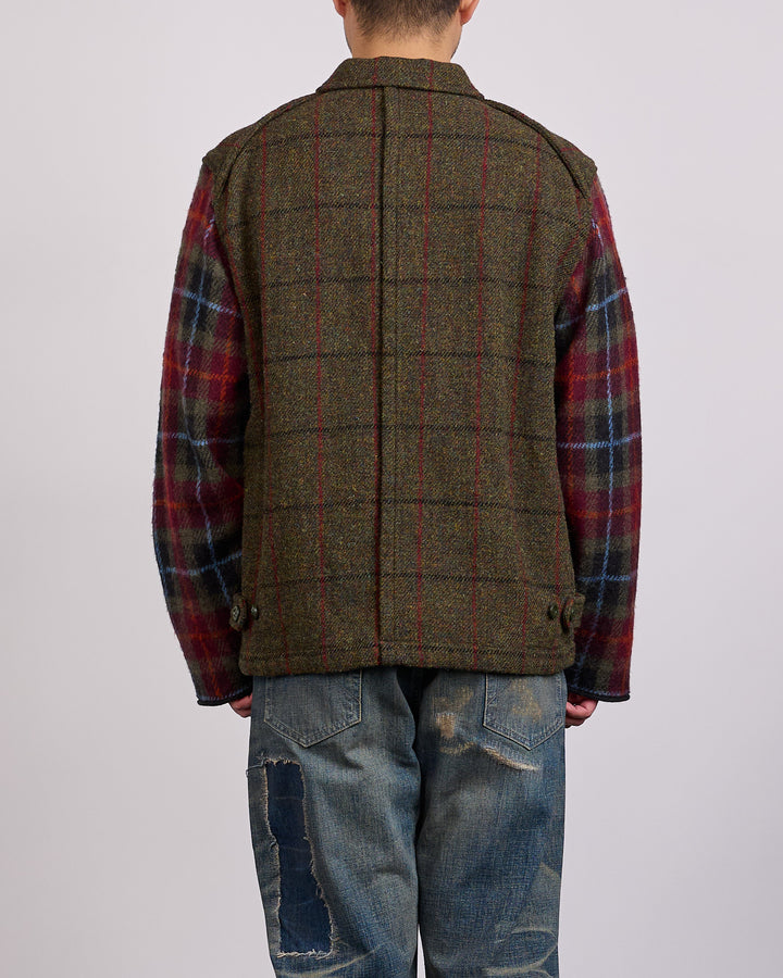 UNDERCOVER Wool Plaid Zip Jacket Khaki