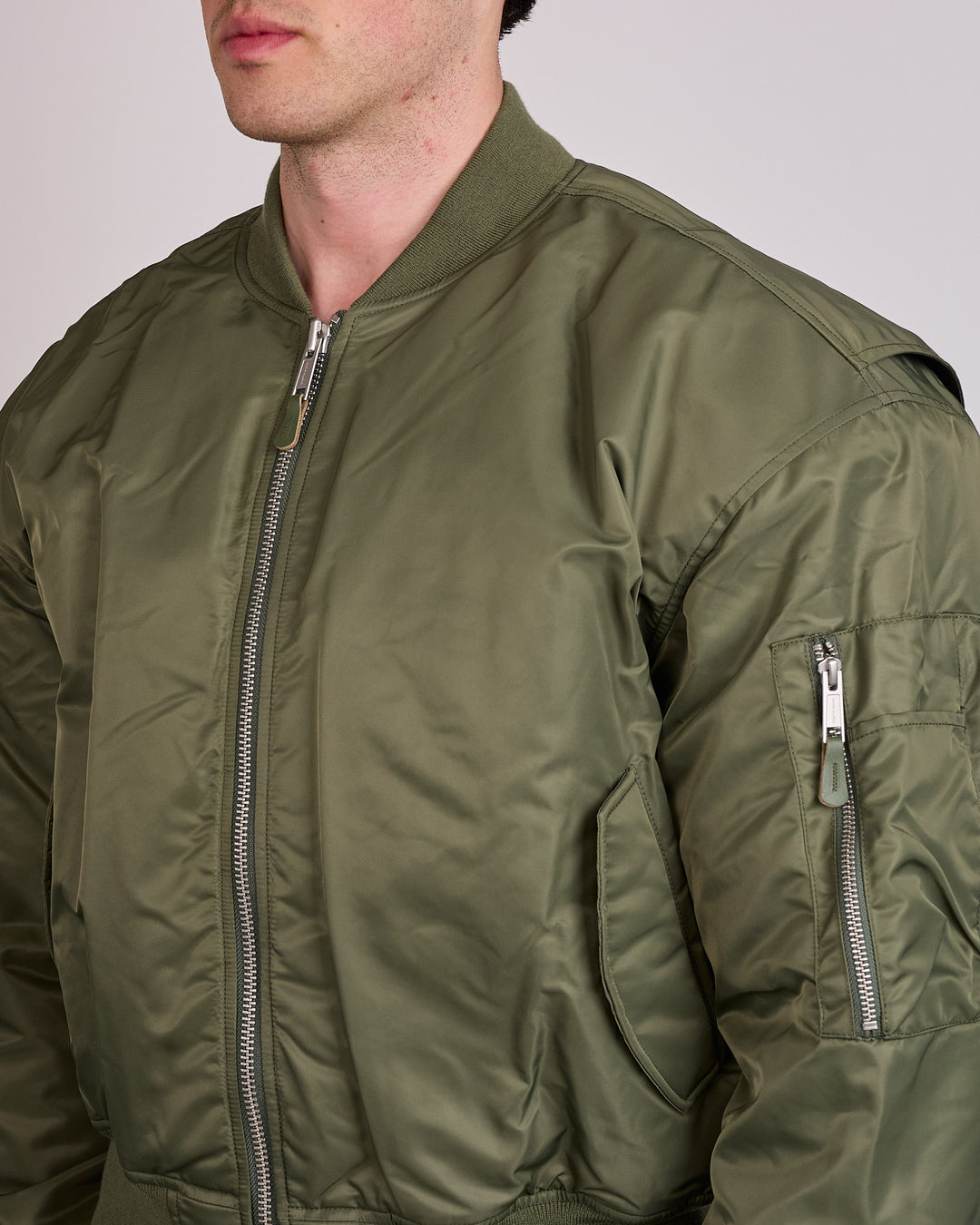 Entire Studios Uniform Cropped Broad Bomber Khaki