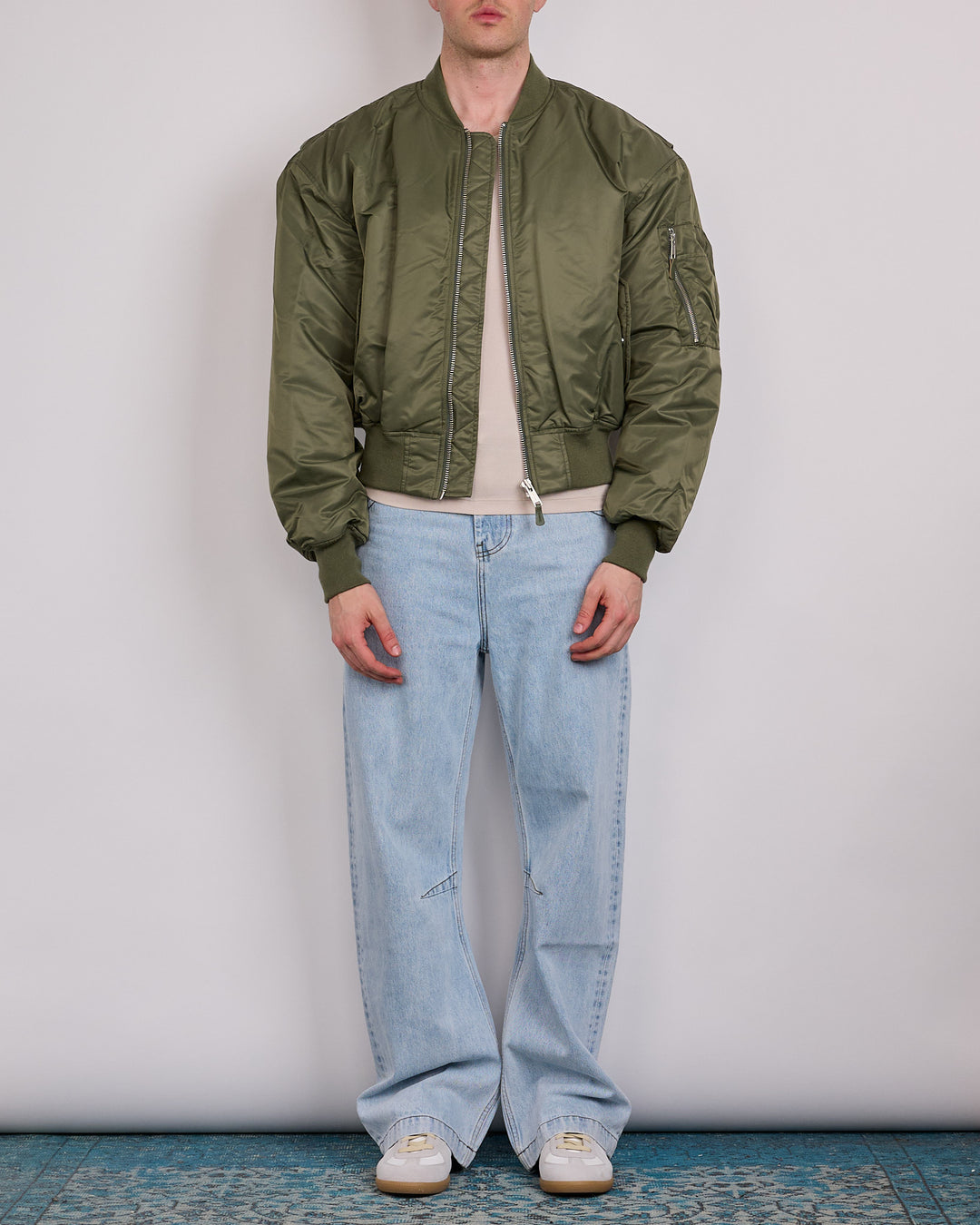 Entire Studios Uniform Cropped Broad Bomber Khaki