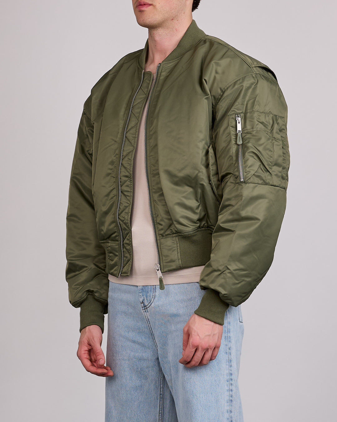 Entire Studios Uniform Cropped Broad Bomber Khaki