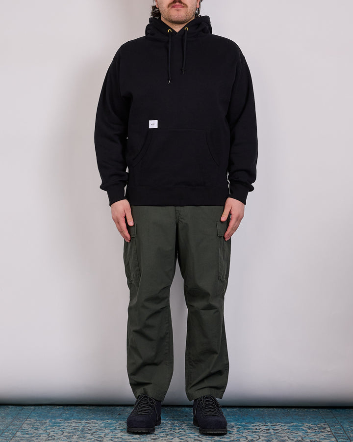 WTAPS AON Label Embroidered Hoodie Black