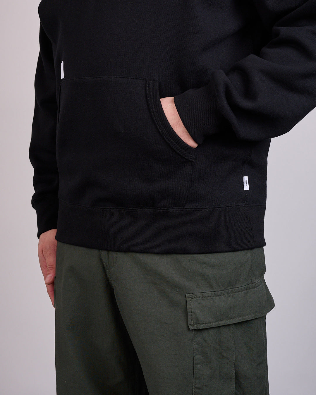 WTAPS AON Label Embroidered Hoodie Black