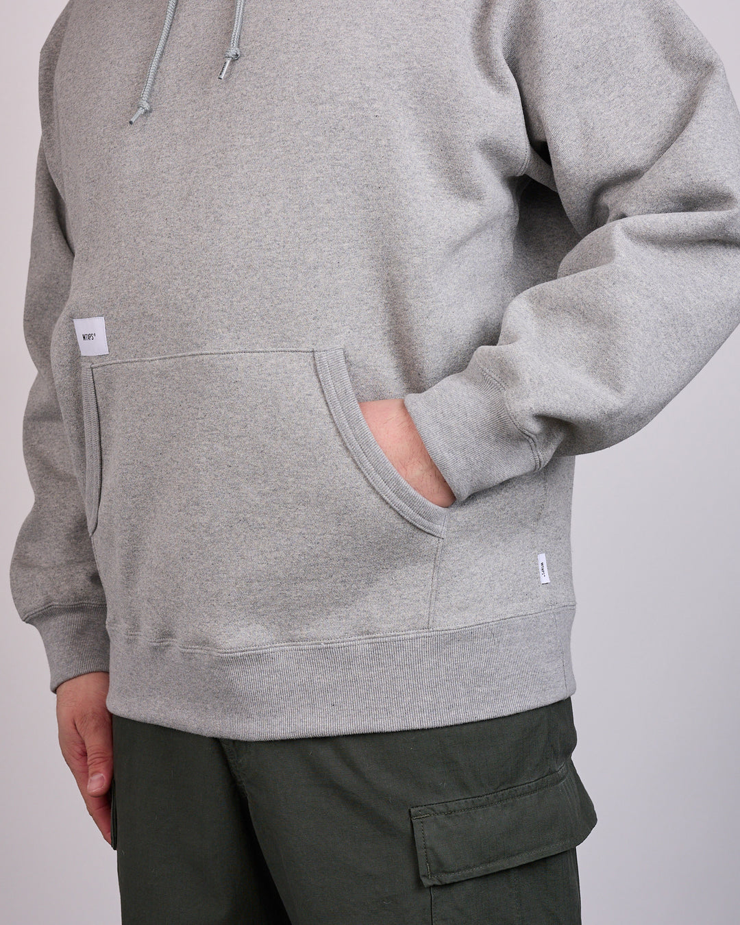 WTAPS AON Label Embroidered Hoodie Gray