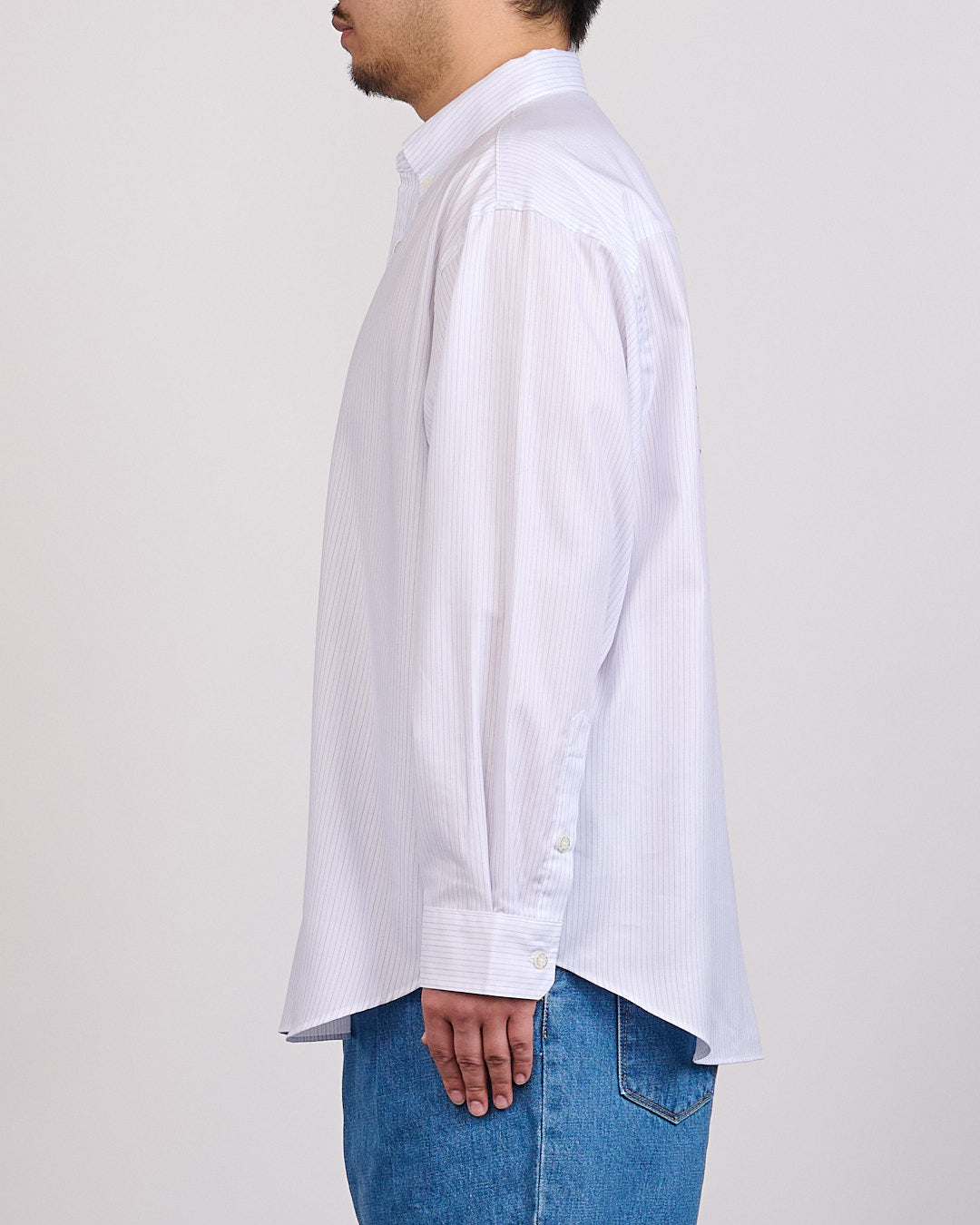 WTAPS BD02 LS Cotton Herringbone Textile Button Shirt Blue
