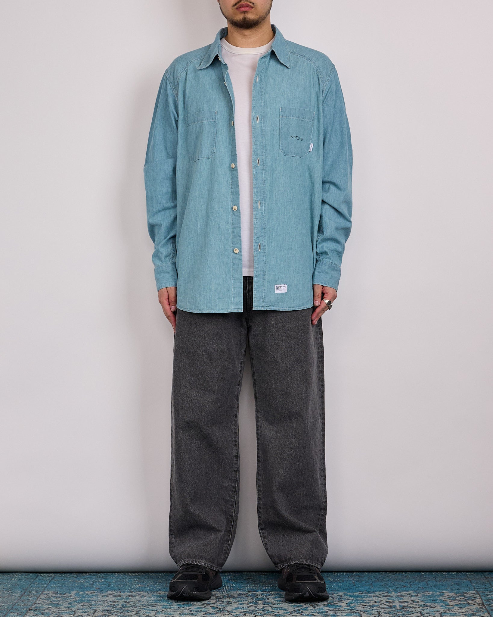 トップス WTAPS CB / LS / COTTON. CHAMBRAY /INDIGO WTAPS CB LS Cotton Chambray Button Shirt Indigo – LESS 17