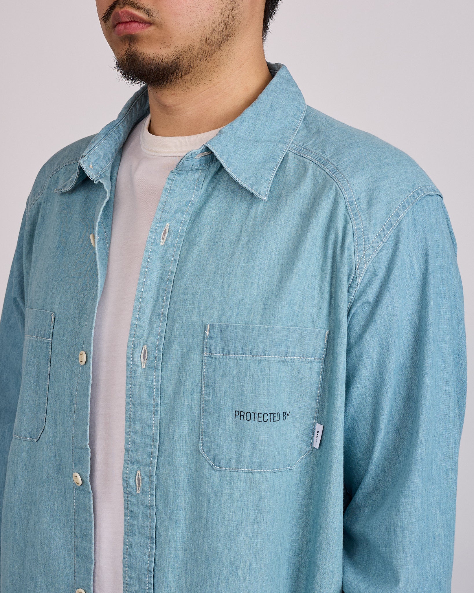 WTAPS CB LS Cotton Chambray Button Shirt Indigo – LESS 17