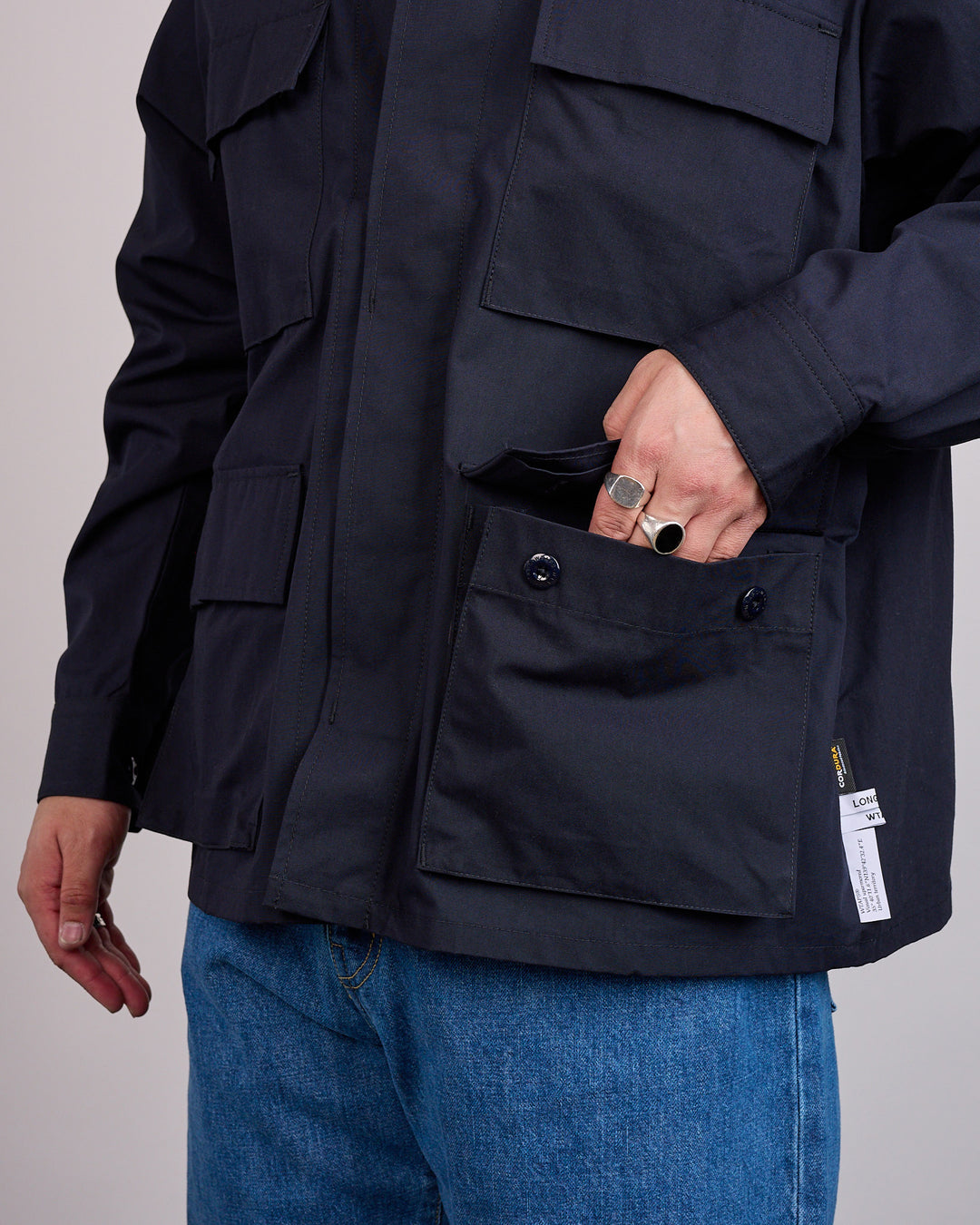 WTAPS JMOD LS NYCO Weather Cordura Button Shirt Navy