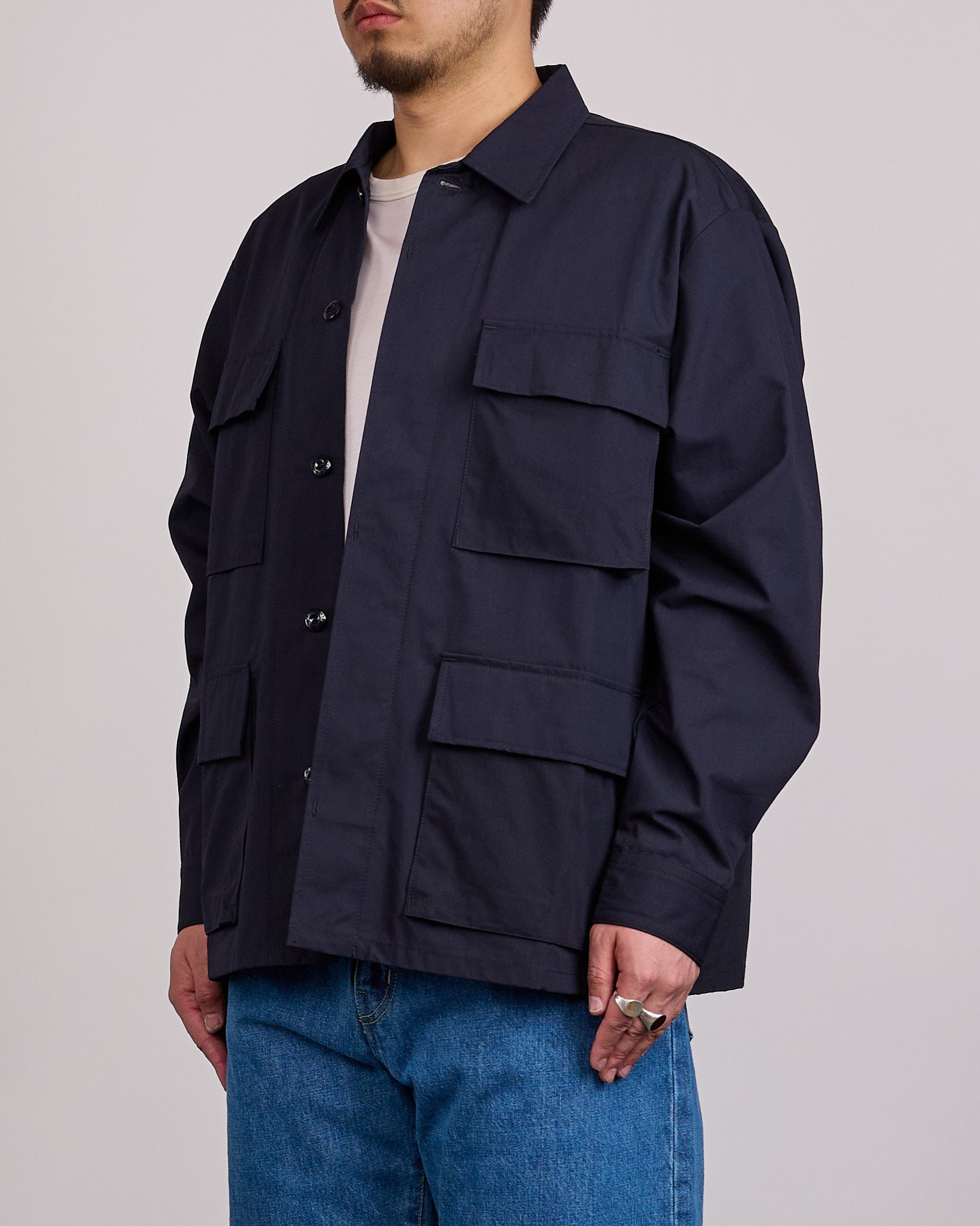 WTAPS JMOD LS NYCO Weather Cordura Button Shirt Navy – LESS 17