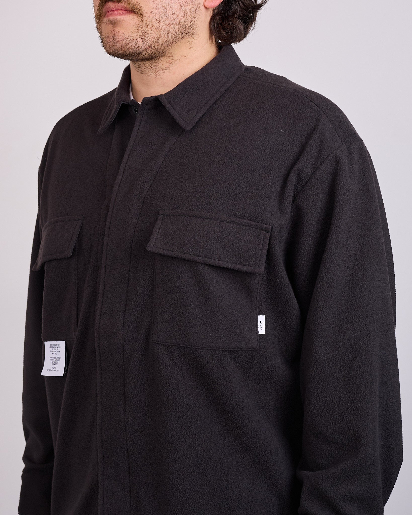 WTAPS OBJ Fleece Button Shirt Black – LESS 17