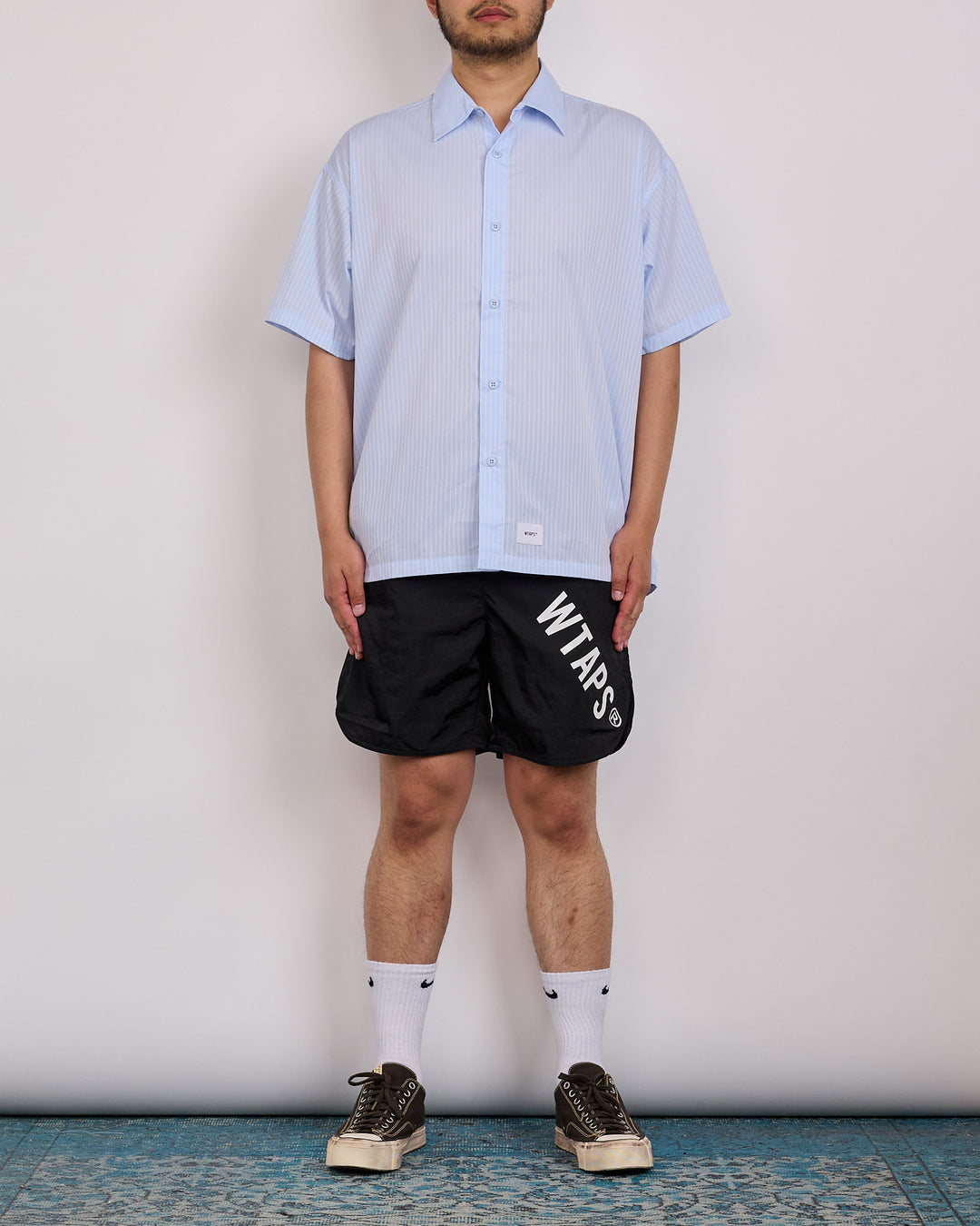 WTAPS REPO CPTL Broadcloth Textile SS Button Shirt Blue