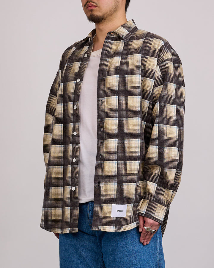 WTAPS TXT 02 LS Cotton Flannel Textile Button Shirt Black